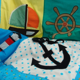 Krabbeldecke Spieldecke Kinderdecke Babydecke Kuscheldecke Segeln Segelboot Anker Steuerrad Leuchtturm trapunta per gattonare trapunta carponi trapunta gattoni trapunta bimbo vela barca a vela timone ancora faro - MarionP