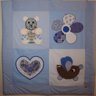 Krabbeldecke Spieldecke Kinderdecke Babydecke KuscheldBaby hellblau kariertecke trapunta per gattonare trapunta carponi trapunta gattoni trapunta bimbo bebè blu chiaro - MarionP