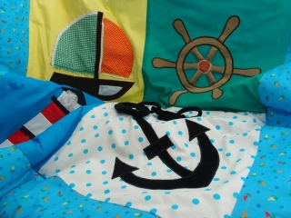 Krabbeldecke Spieldecke Kinderdecke Babydecke Kuscheldecke Segeln Segelboot Anker Steuerrad Leuchtturm trapunta per gattonare trapunta carponi trapunta gattoni trapunta bimbo vela barca a vela timone ancora faro - MarionP