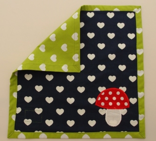 Serviette Stoffserviette Kinderserviette Kindergartenserviette tovagliolo Pilz blau grün fungo blu verde - MarionP