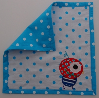 Serviette Stoffserviette Kinderserviette Kindergartenserviette tovaglioloMonster blau mostro blu- MarionP - Marion Pramstrahler Giacomuzzi Kinderaccessoires Kindersachen Vilpian Teis Südtirol