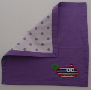 Serviette Stoffserviette Kinderserviette Kindergartenserviette tovagliolo Monster lila Mostro lilla- MarionP - Marion Pramstrahler Giacomuzzi Kinderaccessoires Kindersachen Vilpian Teis Südtirol