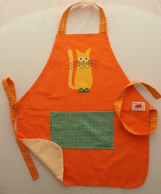 Schürze Kinderschürze Kindergartenschürze grembiule abbigliamento bambini apron Katze gatto cat - MarionP -  Kinderaccessoires Kindersachen Südtirol