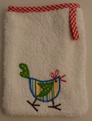 Waschlappen Kinderwaschlappen Babywaschlappen spugna spugnetta strofinaccio guanto da bagno Huhn rot Gallina rosso - MarionP