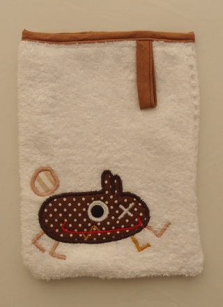 Waschlappen Kinderwaschlappen Babywaschlappen spugna spugnetta strofinaccio guanto da bagno Monster braun Mostro marrone - MarionP - Marion Pramstrahler Giacomuzzi Kinderaccessoires Kindersachen Vilpian Teis Südtirol